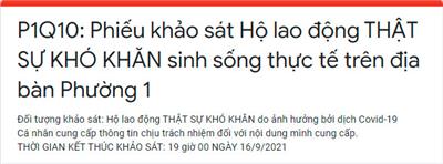 Image: PHIẾU KHẢO SÁT HỘ LAO ĐỘNG THẬT SỰ KHÓ KHĂN SINH SỐNG THỰC TẾ TRÊN ĐỊA BÀN PHƯỜNG 1