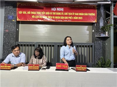 Image: PHƯỜNG 1 TỔ CHỨC HỘI NGHỊ TIẾP XÚC, ĐỐI THOẠI GIỮA NGƯỜI ĐỨNG ĐẦU CẤP ỦY, CHÍNH QUYỀN VỚI NHÂN DÂN TRÊN ĐỊA BÀN KHU DÂN CƯ - KHU PHỐ 4